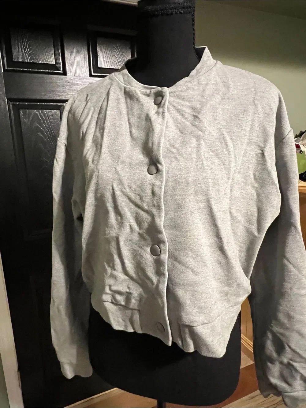 H&M Light Gray Cropped Bomber Jacket